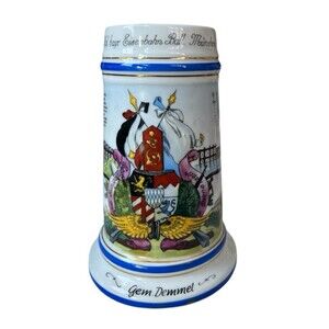 German Beer Stein Military Regiment Reproduction Hand Painted Germany No Lid